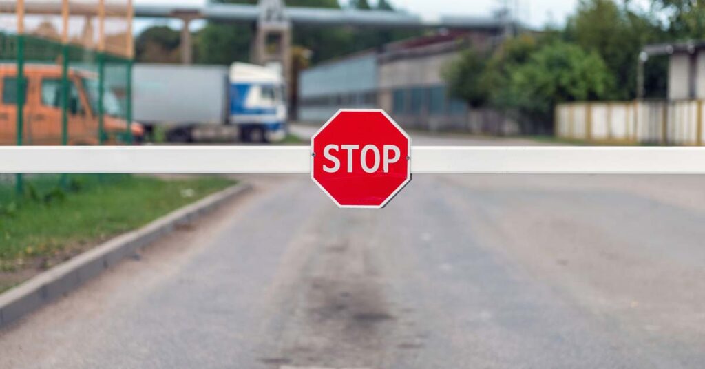 automatic barrier with stop sign