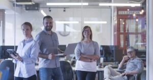 business team sitting in an office